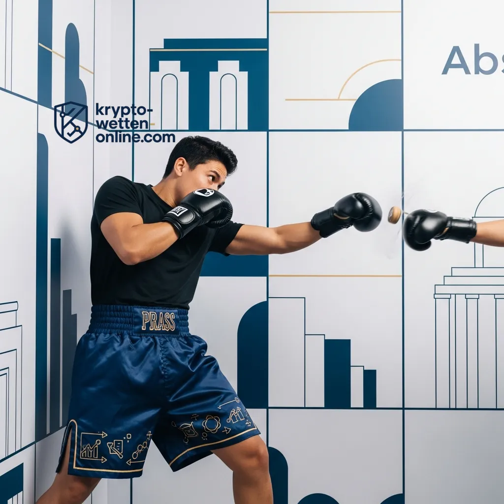 Dynamische Darstellung eines Sportlers, der Erfolg mit Technologie und Finanzgrafiken verbindet und den innovativen Ansatz von Krypto-Sportwetten symbolisiert.