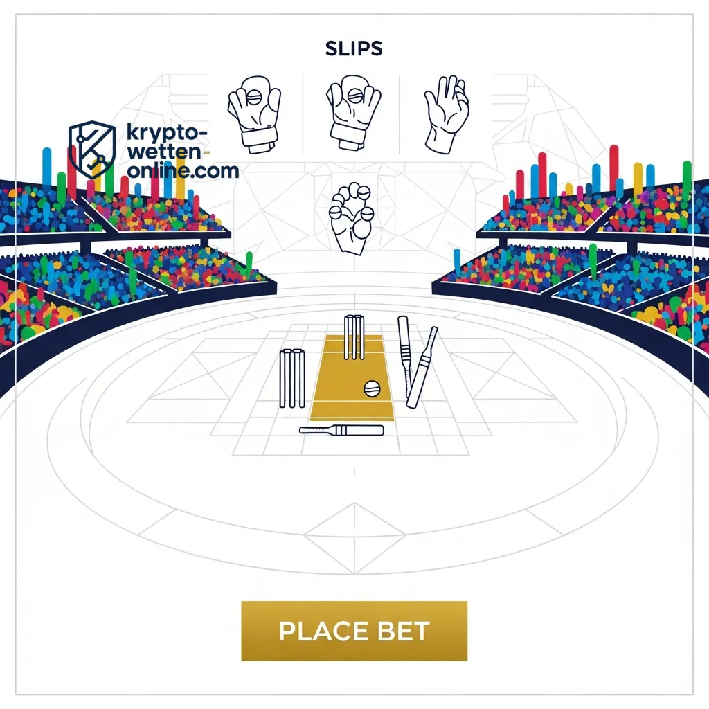 Grafik einer Sportwetten-Oberfläche mit einem Stadion und einem auffälligen 'PLACE BET'-Button, die das Wetten auf die Weltmeisterschaft 2026 mit Krypto illustriert.
